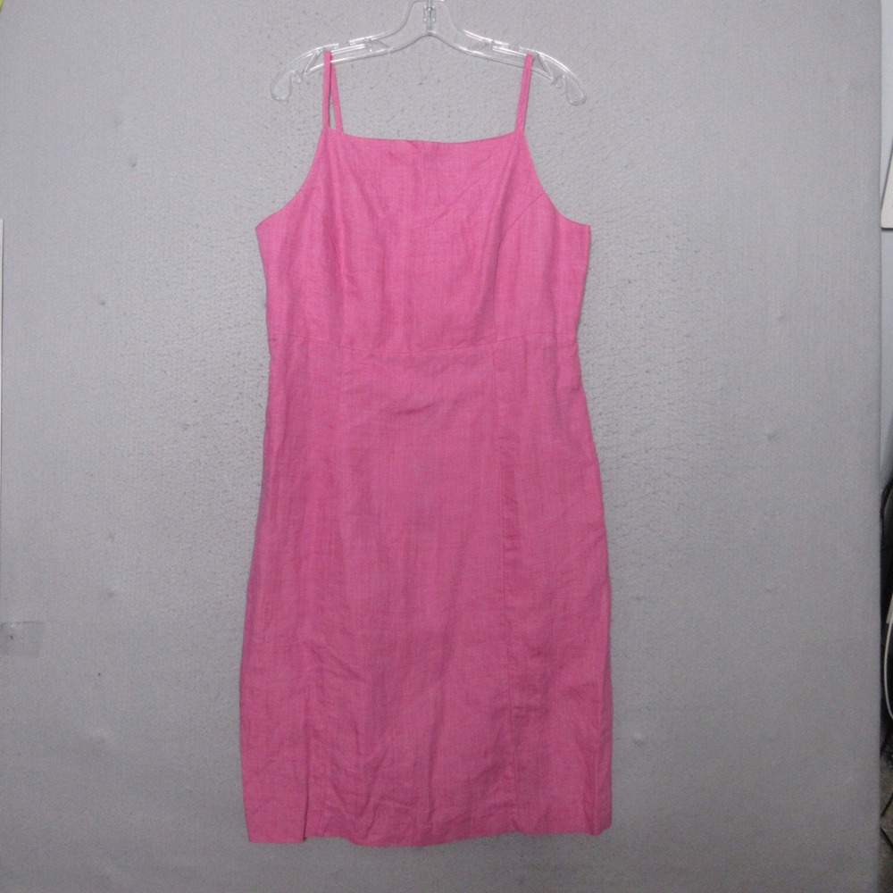 Vintage Gap Dress 14 Pink Linen Sheath Square Neck Y2K Minimalist 90s Beach NWT